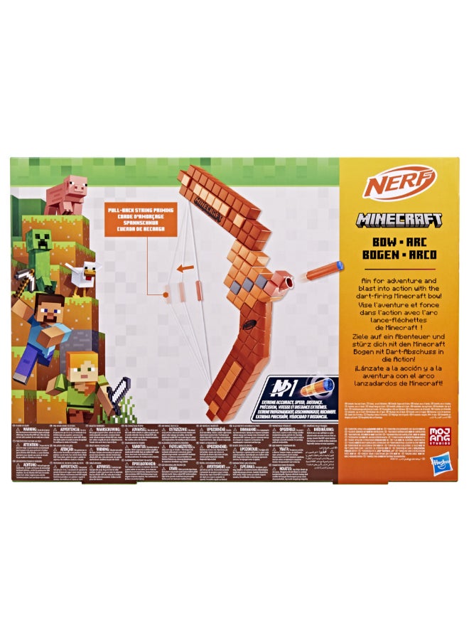 Nerf N Series Minecraft Bow Dart Blaster includes 8 Nerf N1 Darts | Pull-Back String Priming for 8+ Years | G1120 - Image 2