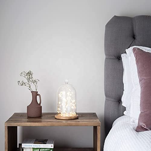 Lyellfe 2 Pack Cloche Glass Dome, 8'' x 5'' Dome Cloche with Rustic Wooden Base, Glass Cloche Bell Jar Display for Plants, Fairy Lights or Table Decor - Image 5