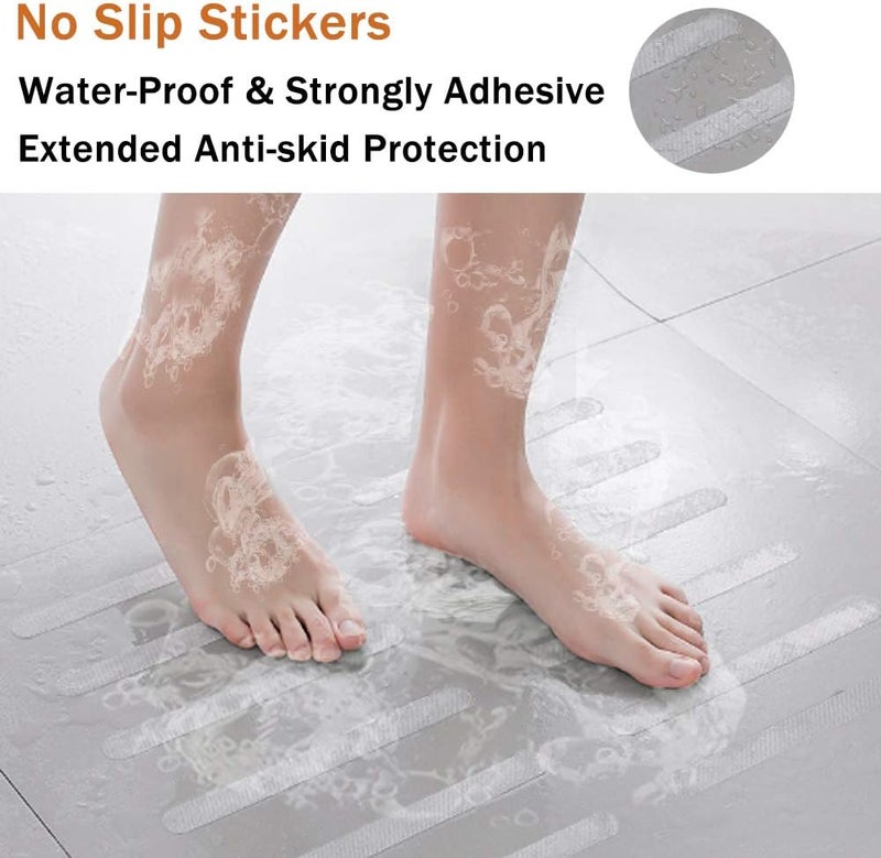 V-TOP 30 PCS Non Slip Shower Stickers, Safety Shower Non Slip Adhesive Strips Treads for Bathroom Floor Tub Stairs Ladders Pools Boats, Bathtub Appliques for Adults & Kids with Scraper (Clear) - Image 4