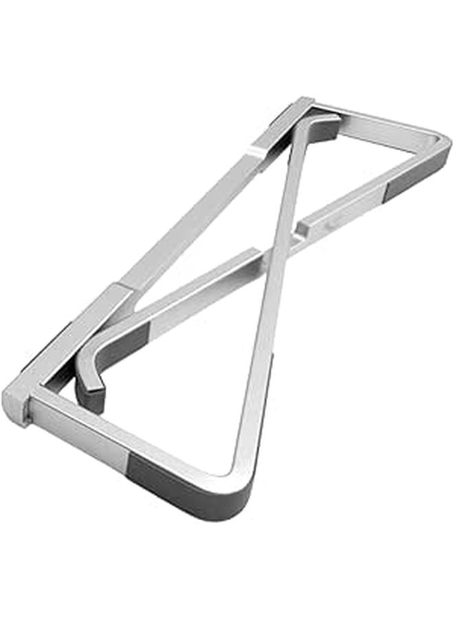 Folding Metal Laptop Stand Portable Desktop Holder Silver for MacBook and Notebooks - Image 1