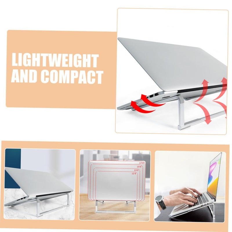 Folding Metal Laptop Stand Portable Desktop Holder Silver for MacBook and Notebooks - Image 4