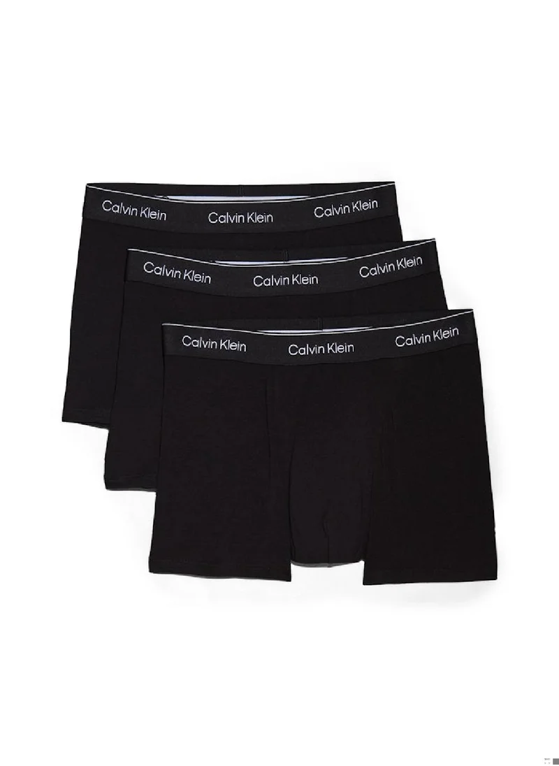 CALVIN KLEIN Men's 3 Pack Relaxed Dart Trunks - Icon Cotton Stretch, Black