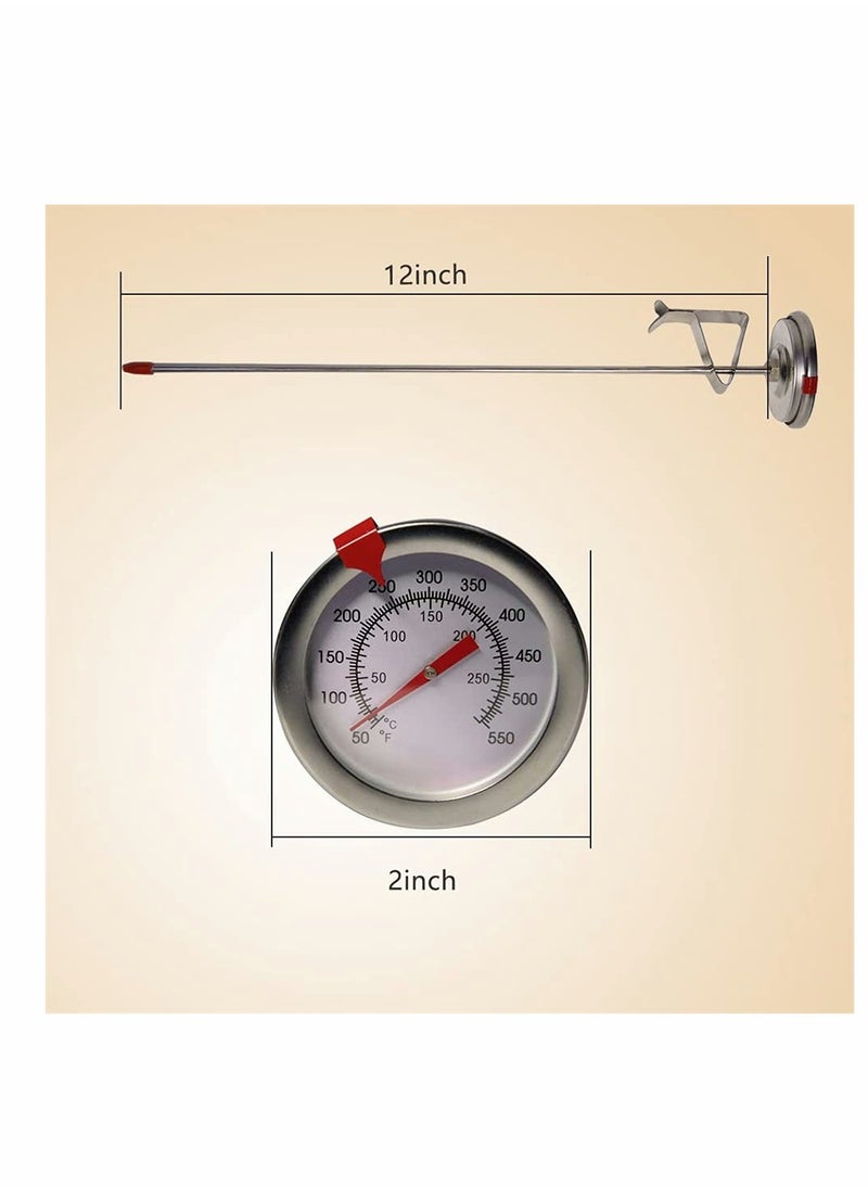 KASTWAVE - Deep Fry Thermometer with Instant Read, Dial Thermometer, 12 Inch Stainless Steel Stem Meat Cooking Thermometer, Best for Turkey BBQ, Tall pots, Beef, Lamb, Meat, Food Cooking - Image 1