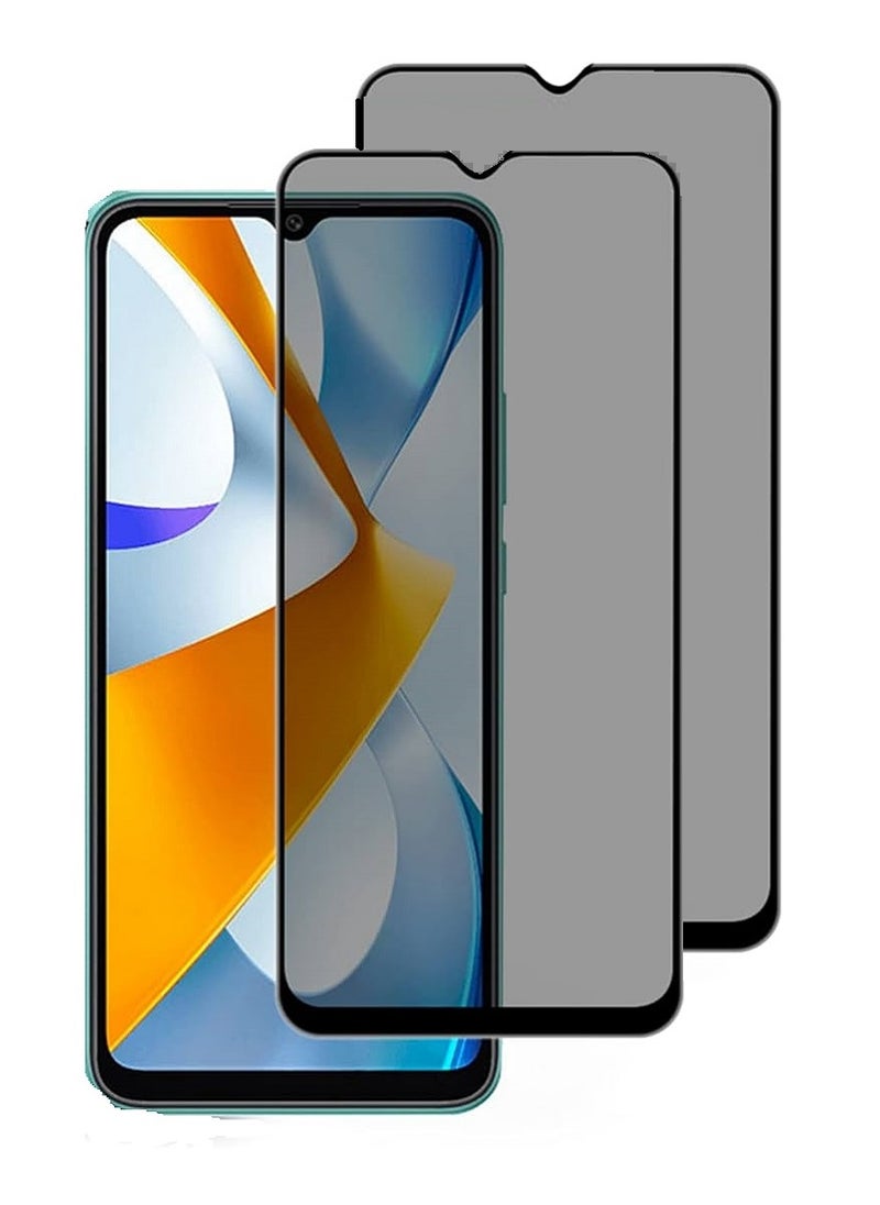 Super 2 Pieces Tempered Glass Screen Protector Anti-Spy Privacy Designed For Xiaomi Poco C40 Full Screen Coverage And Bubble Free - Image 1