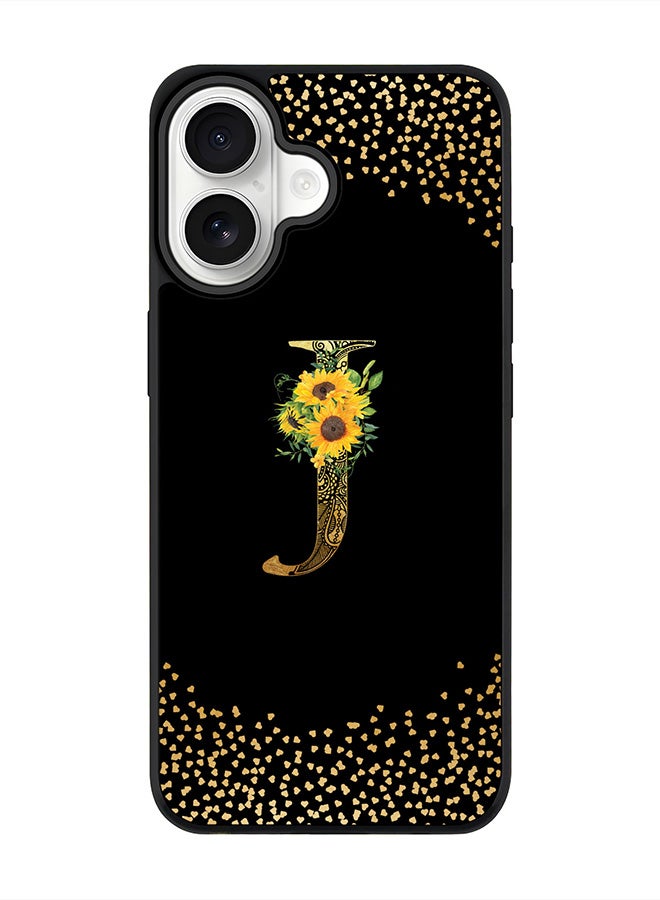 Stylizedd iPhone 17 Case, [Compatible with MagSafe] Slim Magnetic cover Phone Case iPhone 17 -Custom Floral Monogram - J ( Black ) - Image 1