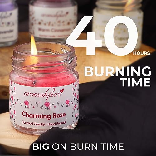 Aromahpure Scented Candles (Set of 4) (35 Hours) (100% Natural Wax) - Handcrafted | Smoke-Free | Vanilla Fantasy,Charming Rose, Warm Cinnamon, Joyful Lavender for Home & Gift Sets - Image 5