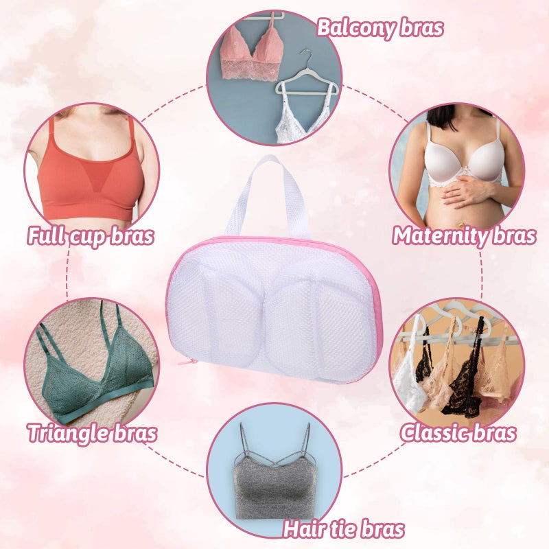 Zyghjort Bra Washing Bags for Laundry, 2 Pcs Bra Laundry Bags for Washing Machine Mesh Lingerie Wash Bag with Zipper for Washing Delicates Underwear Brassiere (Pink, A Cups) - Image 4