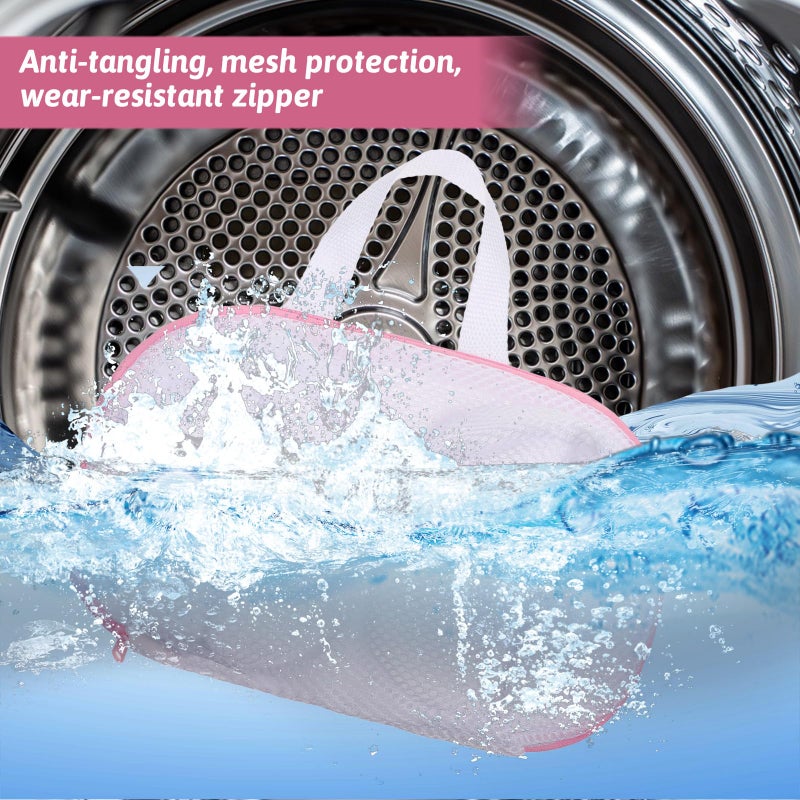 Zyghjort Bra Washing Bags for Laundry, 2 Pcs Bra Laundry Bags for Washing Machine Mesh Lingerie Wash Bag with Zipper for Washing Delicates Underwear Brassiere (Pink, A Cups) - Image 5