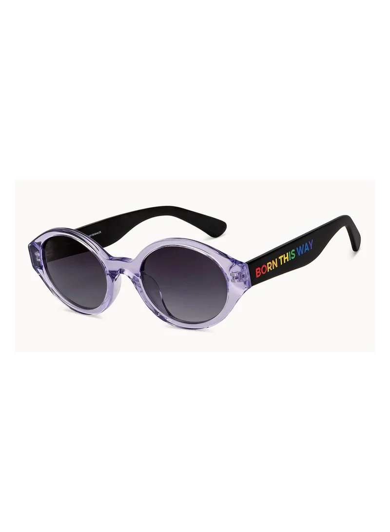 VINCENT CHASE Vincent Chase By Lenskart | Blue Transparent Grey Full Rim Round Branded Latest and Stylish Sunglasses | Polarized and 100% UV Protected | Men & Women | Small | VC S14842