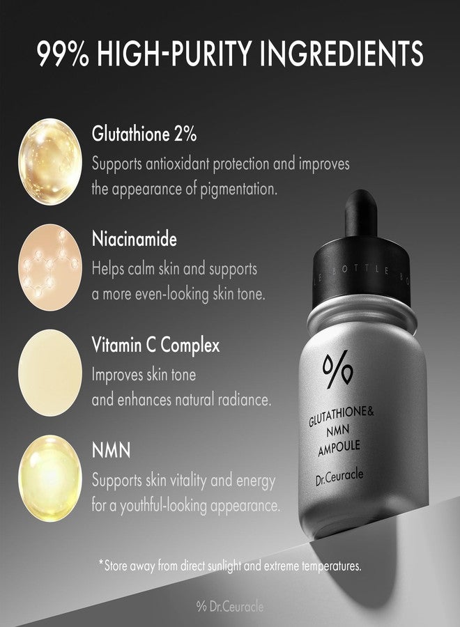 leegeehaam Dr.Ceuracle Glutathione & NMN Ampoule - Antioxidant Serum for Elevating Skin Vitality and Radiant Glowing Complexion (30ml / 1.01 fl. oz.) - Image 4