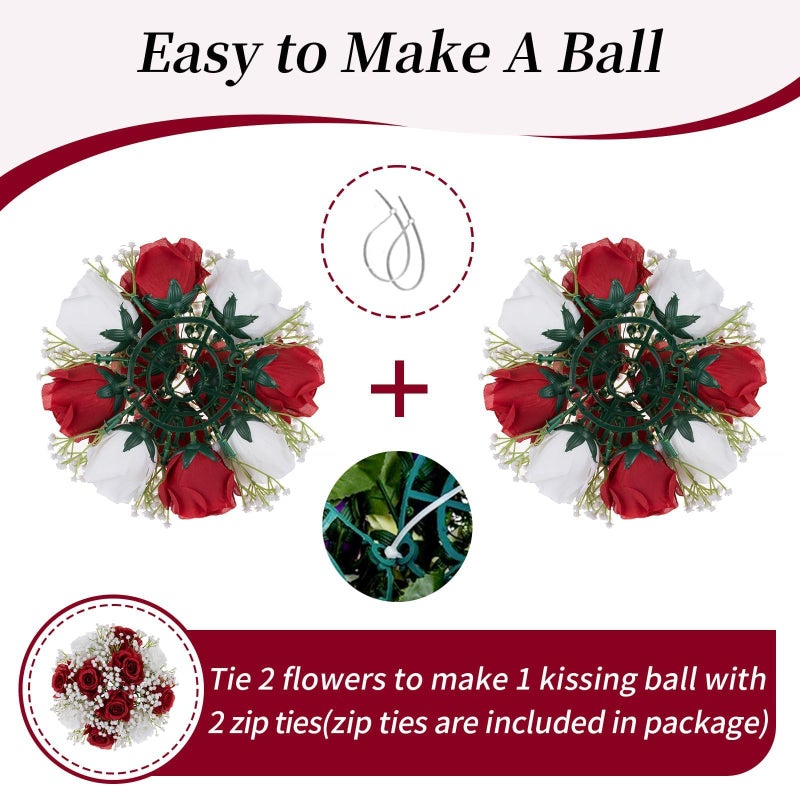 BLOSMON Fake Flowers Ball Wedding Centerpieces 10 Pcs Crimson Rose Babys Breath Artificial Flowers Center Pieces Decoration for Table Silk Kissing Floral Bouquet Arrangements for Home Party DIY Decor - Image 5