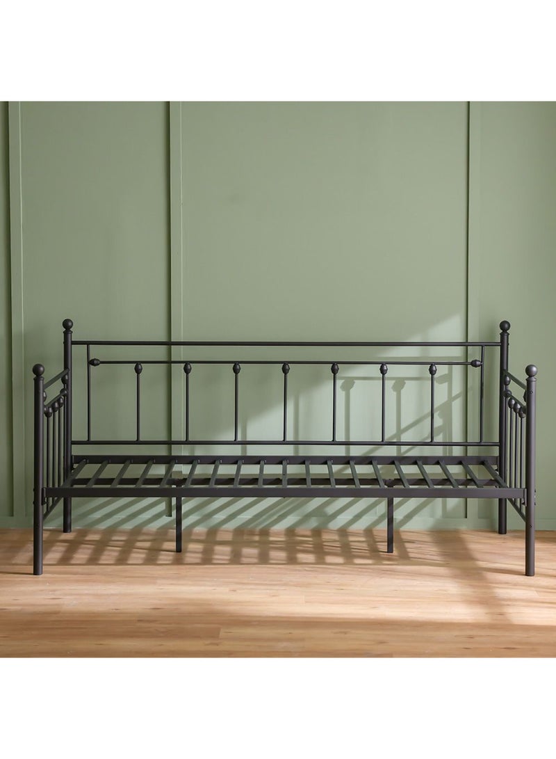 DANUBE HOME Bella Arrow 90x200 Metal Day Bed Without Mattress | Convertible Sleeping Sofabed | Comfortable Living Room Furniture L209xW96.8xH100cm - Black  - Image 5