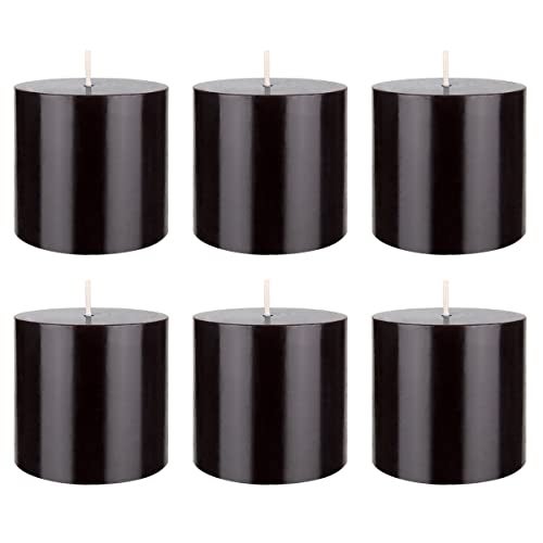 Mega Candles 6 pcs Unscented Solid Black Pillar Candles, Hand Poured Premium Wax Candle 3 Inch x 3 Inch, Home Décor, Spas, Weddings, Occasions, Party, Centerpieces, Holidays, Vigils, Prayers - Image 1