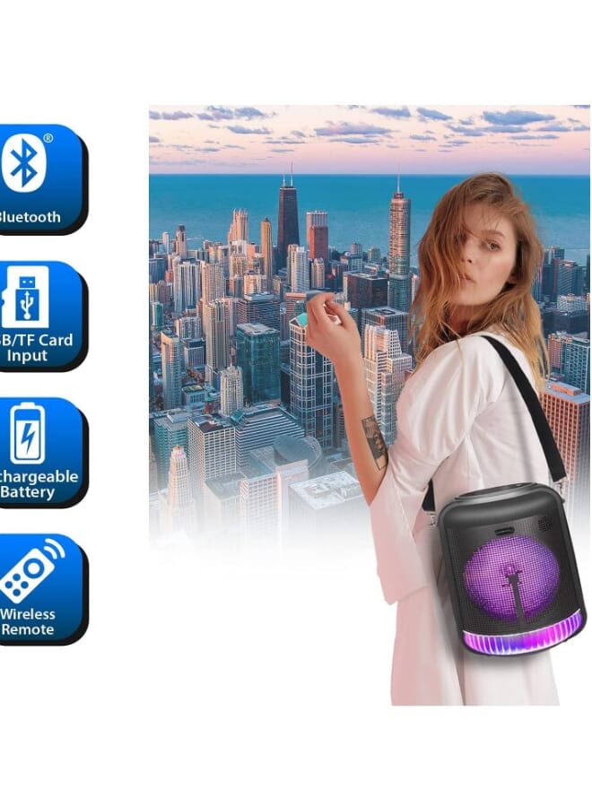 DLC Rechargeable 8" Bluetooth LED Speaker with USB, Aux, Mic Inputs, FM Radio, TWS Stereo Sound, and Carry Handle  - Image 5