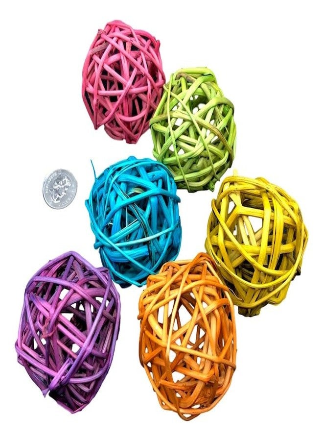 D Moto World DCW 5 Pcs Colourful Bird Toy Sepak Takraw 7cm Parrot Chewing Bite Gift Rattan Ball DIY Accessory Balls Bird Chew Toy for Birds Wooden Balls - Image 5