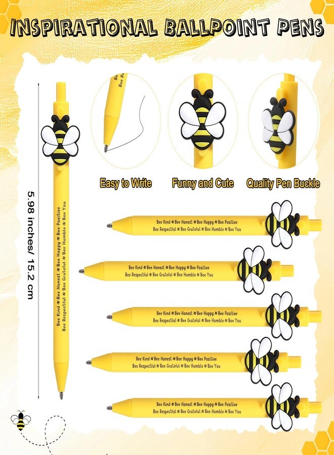 Engrowtic 50 Set Mental Health Gifts Bulk for Kids Bee Inspirational Pen Black Ink Motivational Ballpoint Pen with Positive Affirmation Gifts for Child Student Employee Teacher - Image 2