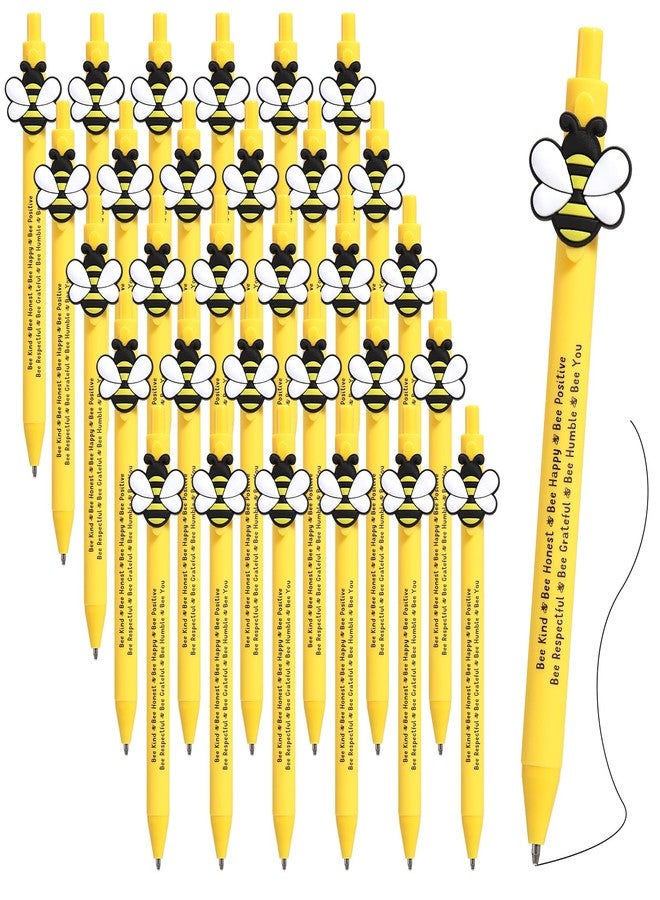 Engrowtic 50 Set Mental Health Gifts Bulk for Kids Bee Inspirational Pen Black Ink Motivational Ballpoint Pen with Positive Affirmation Gifts for Child Student Employee Teacher - Image 1