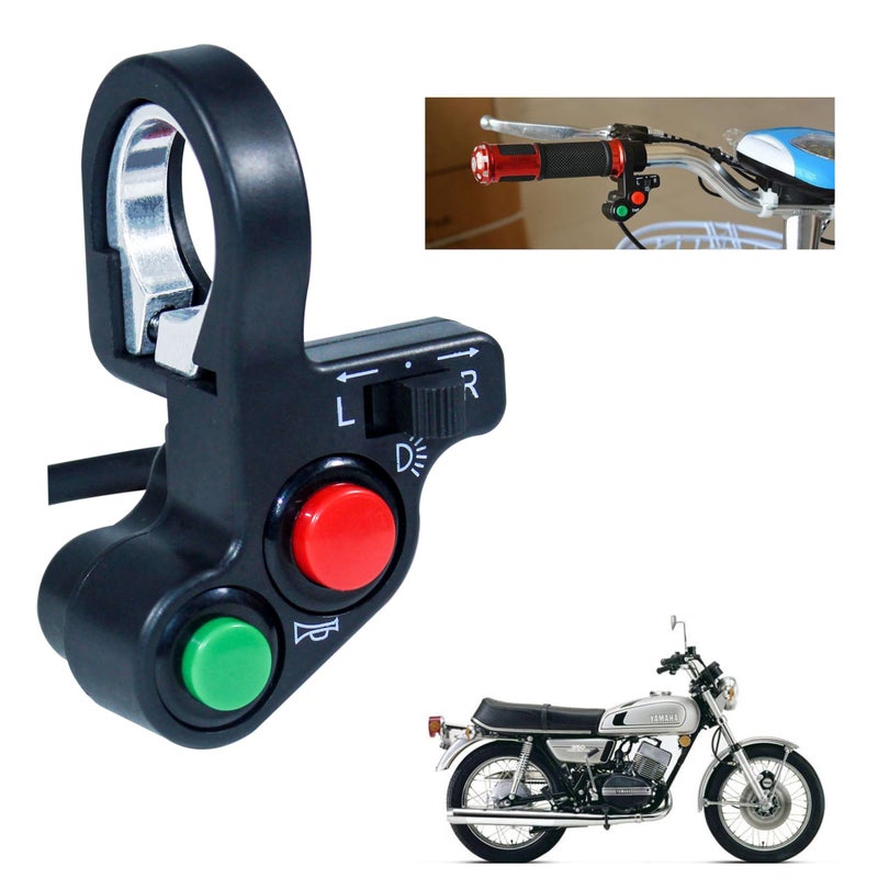 Asryd Bike Handlebar Multipurpose 3 Way Switch Fog Light/headlight push button On/Off Switch with Horn Push Switch and indicator switch For Yamaha RX 100 (Pack of 1) - Image 4