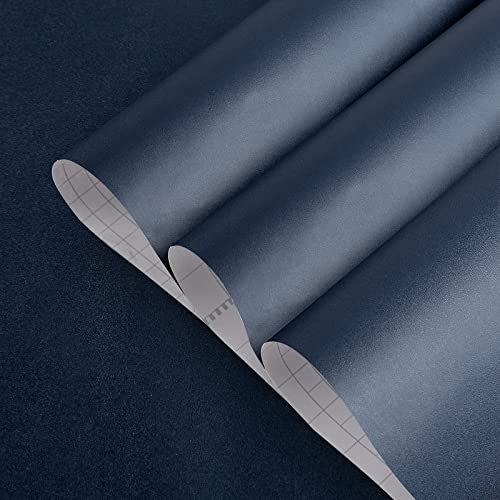 TOTIO Navy Blue Peel and Stick Wallpaper 16x118inch Matte Thicker Waterproof Oil Proof Furniture Sticker for Cabinets Wardrobes Shelf Liners Dark Blue Vinyl Wrap Sticky Back Plastic PVC Wall Sticker