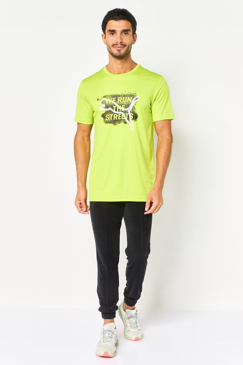 PUMA Men Sportswear Fit Short Sleeve Running T-Shirt, Lime - Image 3