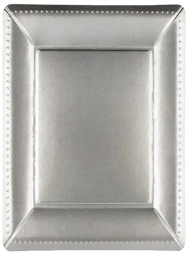 Kaya Luxurious Silver Square Edge Beaded Paper Disposable Charger Plates - 13" (Pack of 10) - Elegant and Eco-friendly - Perfect for Weddings, Parties, and Celebrations, Large - Image 2