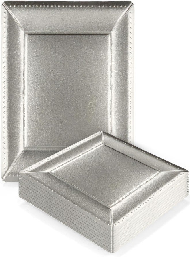 Kaya Luxurious Silver Square Edge Beaded Paper Disposable Charger Plates - 13" (Pack of 10) - Elegant and Eco-friendly - Perfect for Weddings, Parties, and Celebrations, Large - Image 1