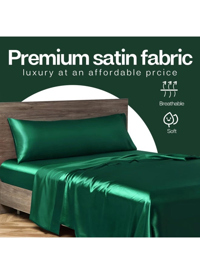 MR&HM MRHM Satin Body Pillow Cover Soft and Breathable Body Pillow Case with Envelope Closure Cooling and Silky Long Pillowcase for Hair and SkinGrey 20x54 Dark Green  - Image 3