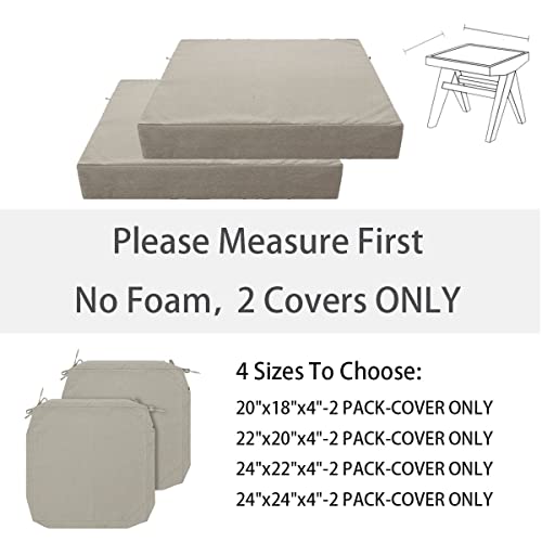 FUNHOME Outdoor Cushion Covers 20 x 18 x 4 inch,Set of 2,Replacement Seat Cushion Cover for Patio Furniture Chair,Water Resistant,Fade-Resistant Slipcover Only,No Insert(Light Brown) - Image 3