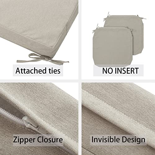 FUNHOME Outdoor Cushion Covers 20 x 18 x 4 inch,Set of 2,Replacement Seat Cushion Cover for Patio Furniture Chair,Water Resistant,Fade-Resistant Slipcover Only,No Insert(Light Brown) - Image 2