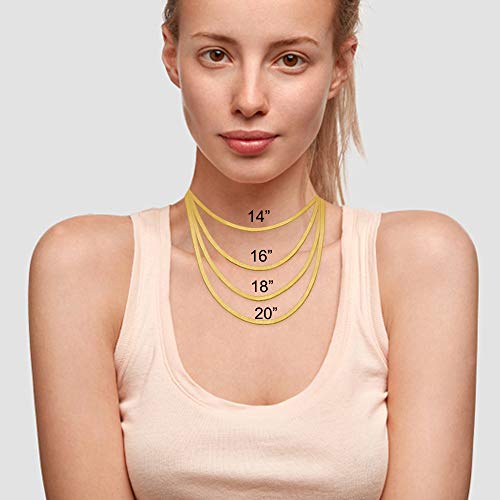 Fiusem Necklace for Women, 14K Gold Plated Herringbone Chain for women， Herringbone Snake Chain Necklace, 4mm(W) 16"(L) - Image 5