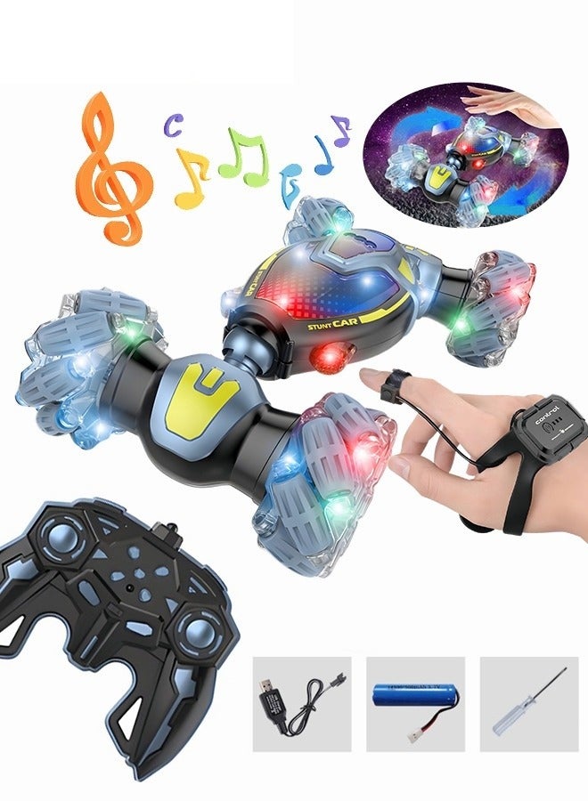 ميكسد لعبة سيارة تعمل بالتحكم عن بعد للأولاد والبنات 2.4 جيجاهرتز مزدوجة الجانب للتحكم بالراديو وسباق الانجراف وإيماءات السيارة والحث على الموسيقى والانجراف على الطرق الوعرة - Image 1