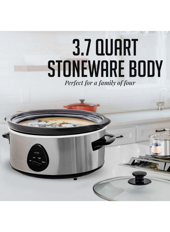 Ovente OVENTE 3.7-Quart Manual Slow Cooker with 3 Cooking Settings, Dishwasher Safe Stoneware and Glass Lid, Stainless Steel Body, Removable Oval Pot for Entrees, Soups, Sauces, Stews & Dips, Silver SLO35ABR - Image 2
