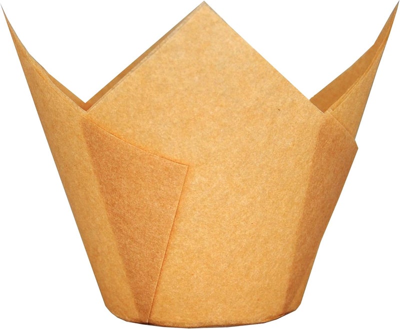 QLSmypkg Extra Large Jumbo Muffin Greaseproof paper Baking cupcake cups, 2-1/4" x 3-3/4" Natural Tulip Baking Cup Case of 125 pcs (Extra Large) (125) - Image 1