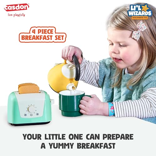 Casdon Toaster & Kettle Set, Casdon Home X Li'l Wizards|Pretend Play Toys for Kids|Realistic Appliances with Play Food|Interactive Toy Toaster & Kettle for Children Aged 3+|Kitchen Set for Gifting - Image 2