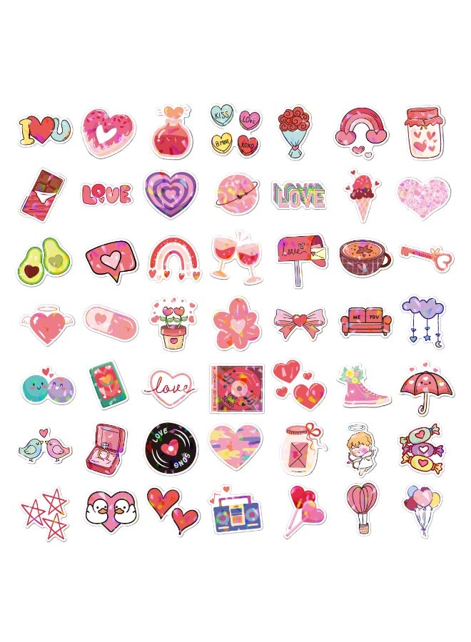 50PCS Gleaming Stickers for Valentine Day Love Heart Themed Sticker with Irresistibly Romantic DIY and Declaration for Laptop Water Bottle and Scrapbook Sturdy Enchantingly Sparkling - Image 2