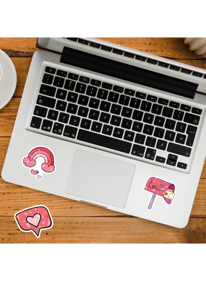 50PCS Gleaming Stickers for Valentine Day Love Heart Themed Sticker with Irresistibly Romantic DIY and Declaration for Laptop Water Bottle and Scrapbook Sturdy Enchantingly Sparkling - Image 4