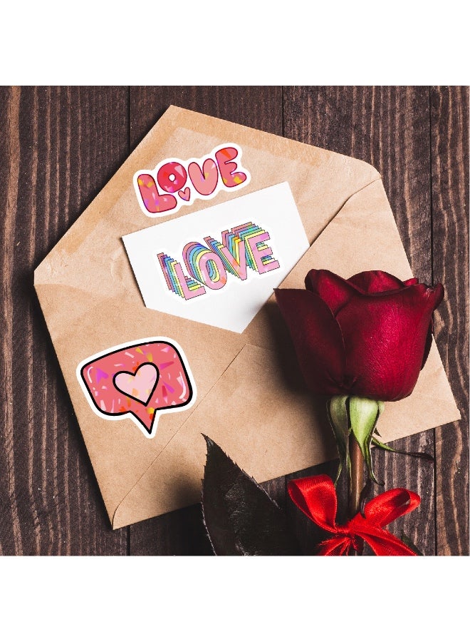 50PCS Gleaming Stickers for Valentine Day Love Heart Themed Sticker with Irresistibly Romantic DIY and Declaration for Laptop Water Bottle and Scrapbook Sturdy Enchantingly Sparkling - Image 3