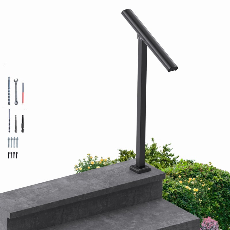 PICESA 1 Step Handrail for Outdoor Steps, Premium Aluminum Alloy Railing Set, Porch Railing Kit,Free Installation Kits Included, Used Under Harsh Weather Conditions,Rust Free, for 1 Step. - Image 1