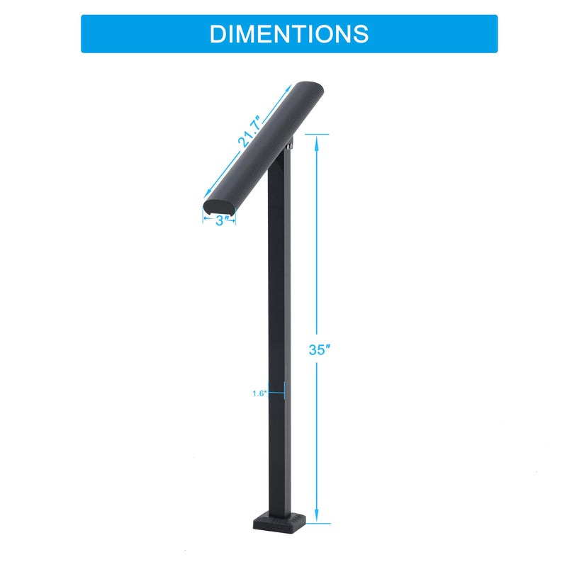 PICESA 1 Step Handrail for Outdoor Steps, Premium Aluminum Alloy Railing Set, Porch Railing Kit,Free Installation Kits Included, Used Under Harsh Weather Conditions,Rust Free, for 1 Step. - Image 2