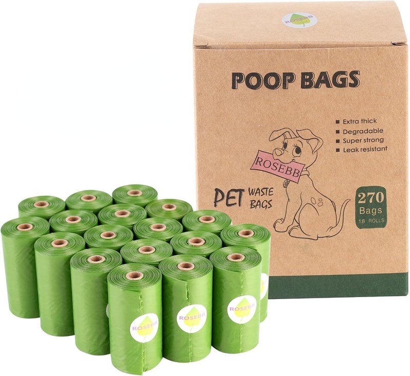 ROSEBB dog poop bags rolls,Pet Waste bags rolls,poop bags for dogs,Guaranteed Leak Proof and Extra Thick doggy poop bags,270Count dog bags for poop,9x13 Inches doggie poop bags - Image 1