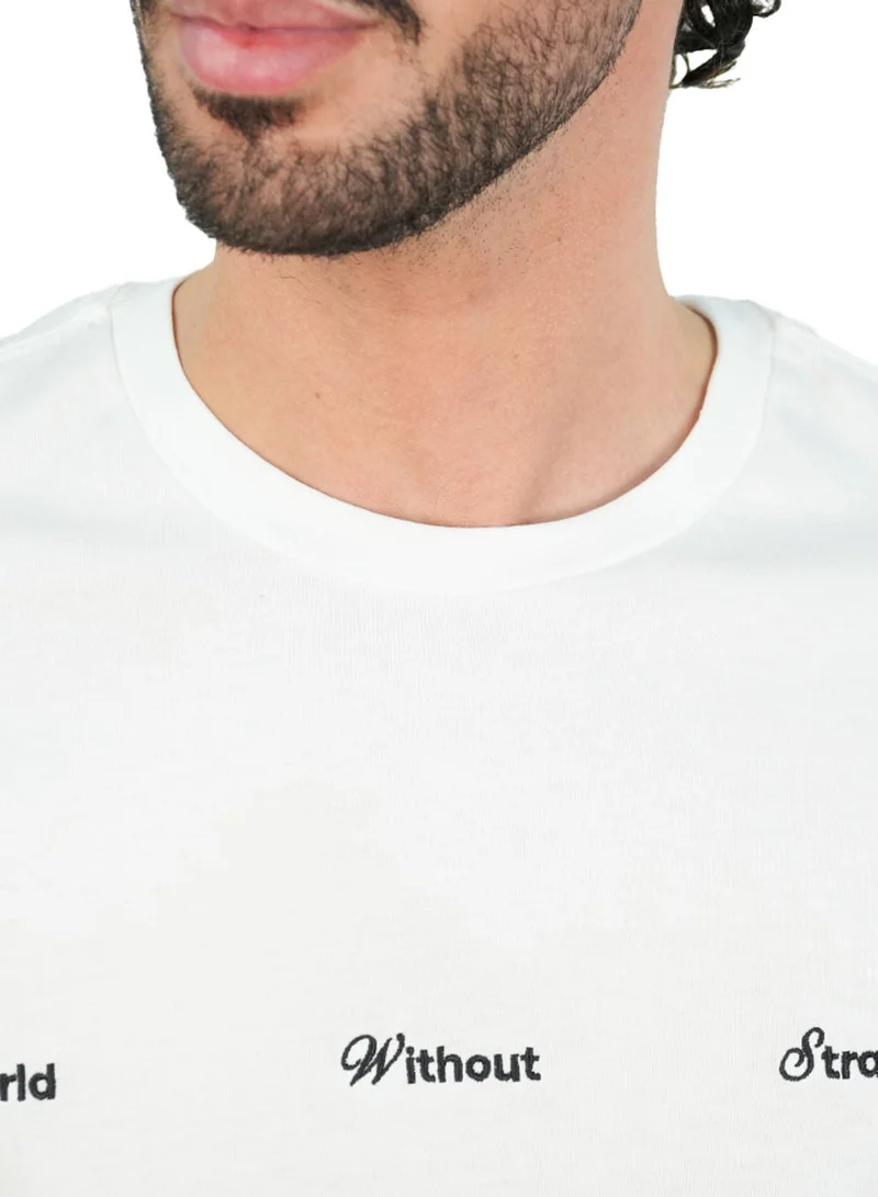 GIORDANO  Men’s Slim Cotton Crew Neck WWS Print Tee for Men | Best Price UAE