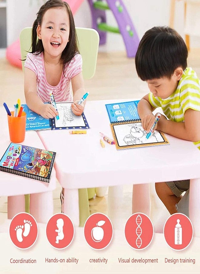 Ocer Water Colouring Books, 4 Pieces Magic Painting Books Set Travel Activities Toy for Children Tracing Book for Kids Reusable Drawing Book and Pen Set for Kid Toddlers Boys Girls Present - Image 2