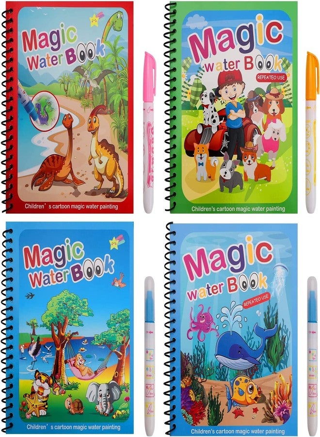 Ocer Water Colouring Books, 4 Pieces Magic Painting Books Set Travel Activities Toy for Children Tracing Book for Kids Reusable Drawing Book and Pen Set for Kid Toddlers Boys Girls Present - Image 1