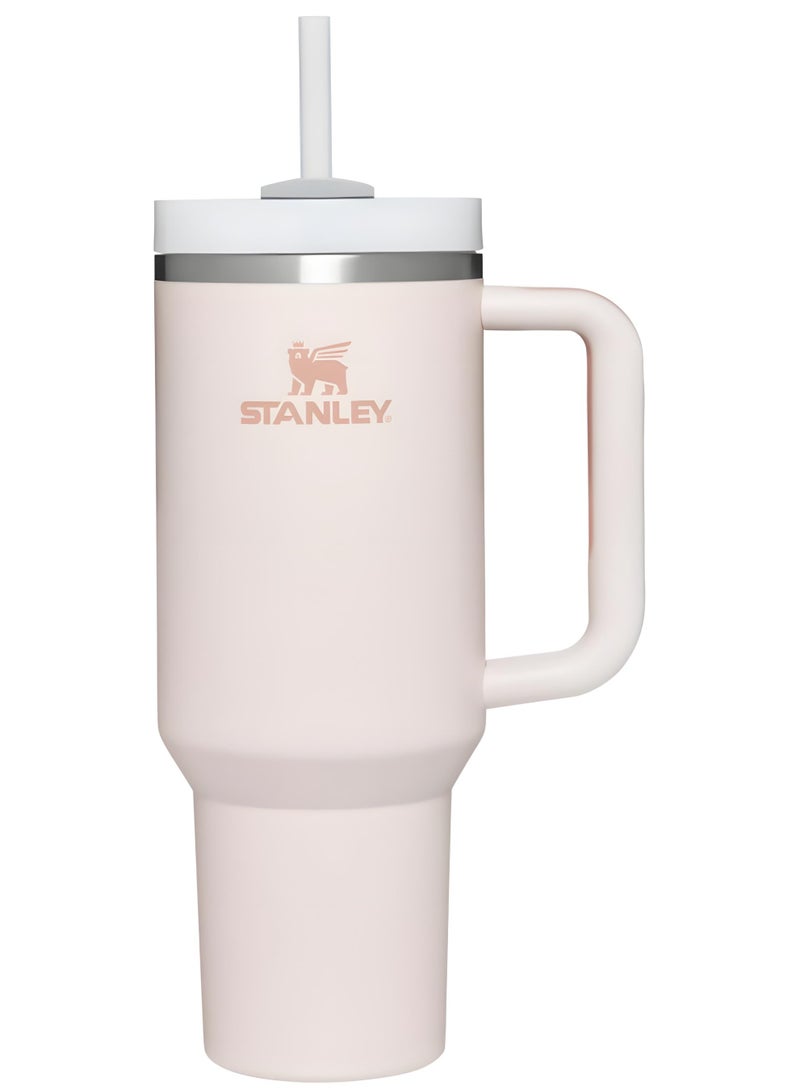 ستانلي كوينشر H2.0 فلوستيت زجاجة ماء من الستانلس ستيل معزولة بالفراغ مع غطاء وقشّة، خالية من BPA، 40 أونصة، ‎28x10x7.5 سم (روز كوارتز) - Image 1