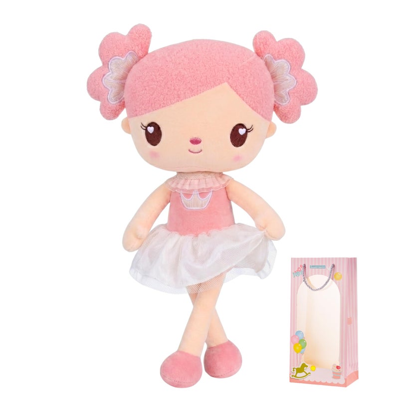 Gloveleya Baby Girl Gifts Rag Doll Soft Plush Candy Girl Pink 15 with Gift Bag - Image 4