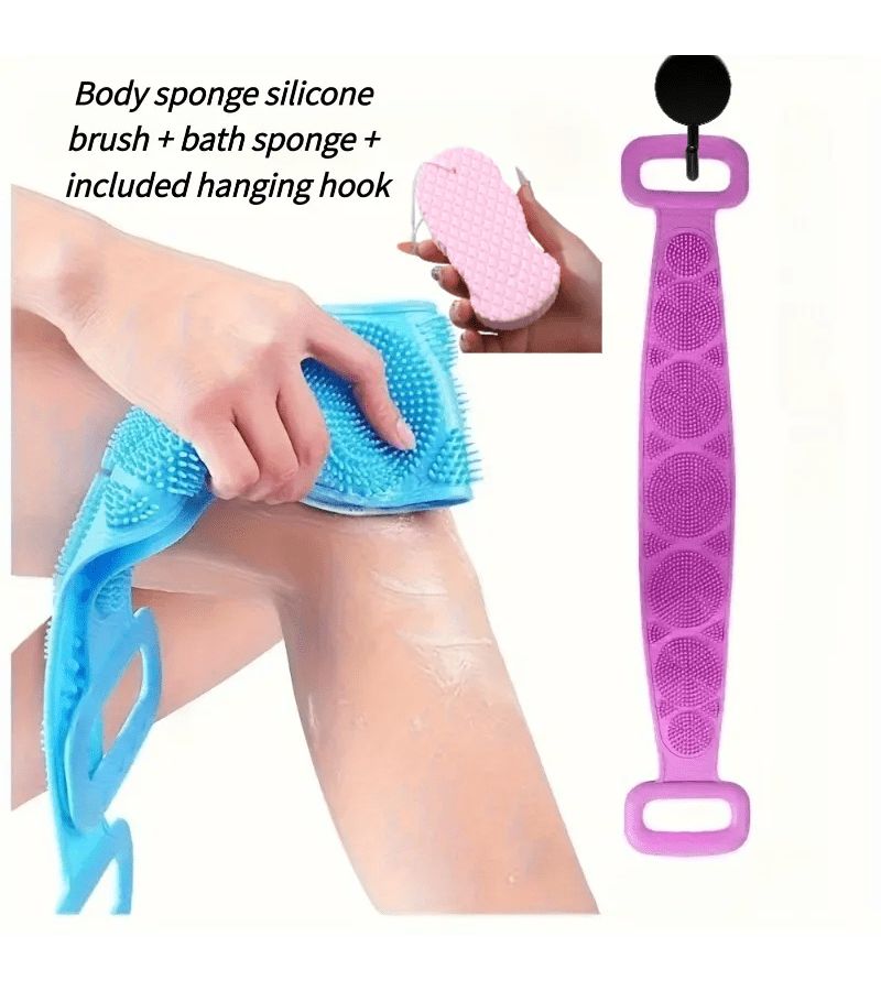 3pcs Body Sponge Brush Set With Hook Random Color Bath Shower - Image 1