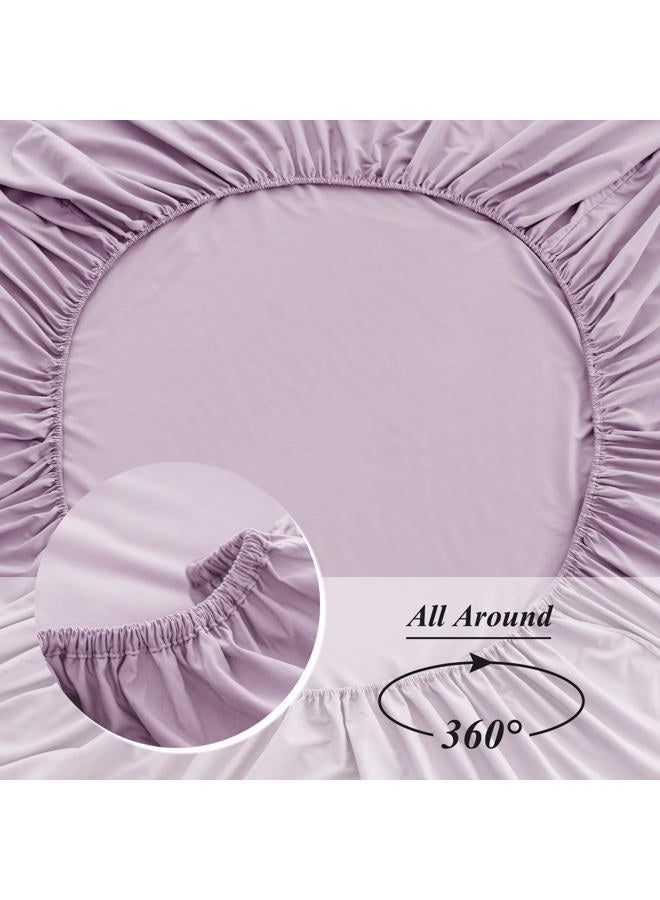 ALYVIA SPRING Twin Fitted Sheet Only - Premium 1800 Super Soft & Cozy Microfiber, Wrinkle, Fade, Shrinkage Resistant Deep Pocket Twin Size Fitted Bottom Sheet, Lavender - Image 4