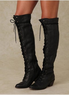 Loquat Fashion Knee High Boots For Women Black 