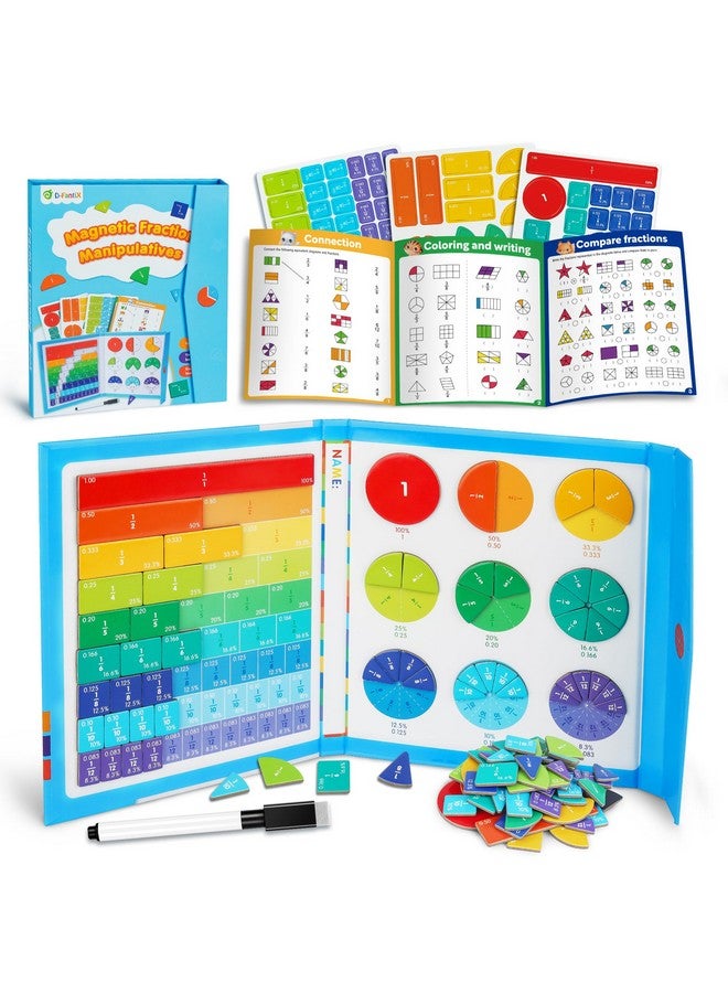 D-FantiX Magnetic Fraction Educational Puzzle, Magnetic Fraction Tiles & Fraction Circles Set, Math Manipulatives For Elementary School, Montessori Fraction Manipulatives Learning Resources For Kids - Image 1