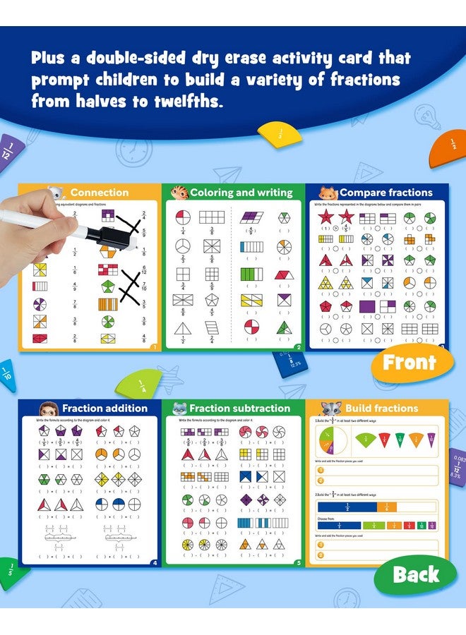 D-FantiX Magnetic Fraction Educational Puzzle, Magnetic Fraction Tiles & Fraction Circles Set, Math Manipulatives For Elementary School, Montessori Fraction Manipulatives Learning Resources For Kids - Image 3